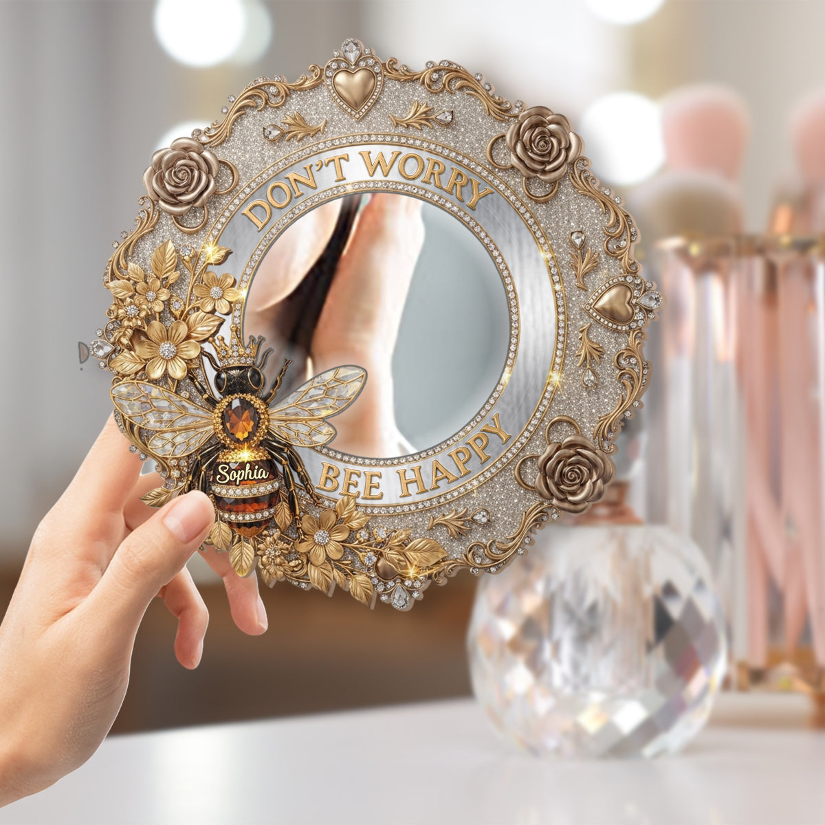 Miroir mural abeille personnalisé « Bee Happy »