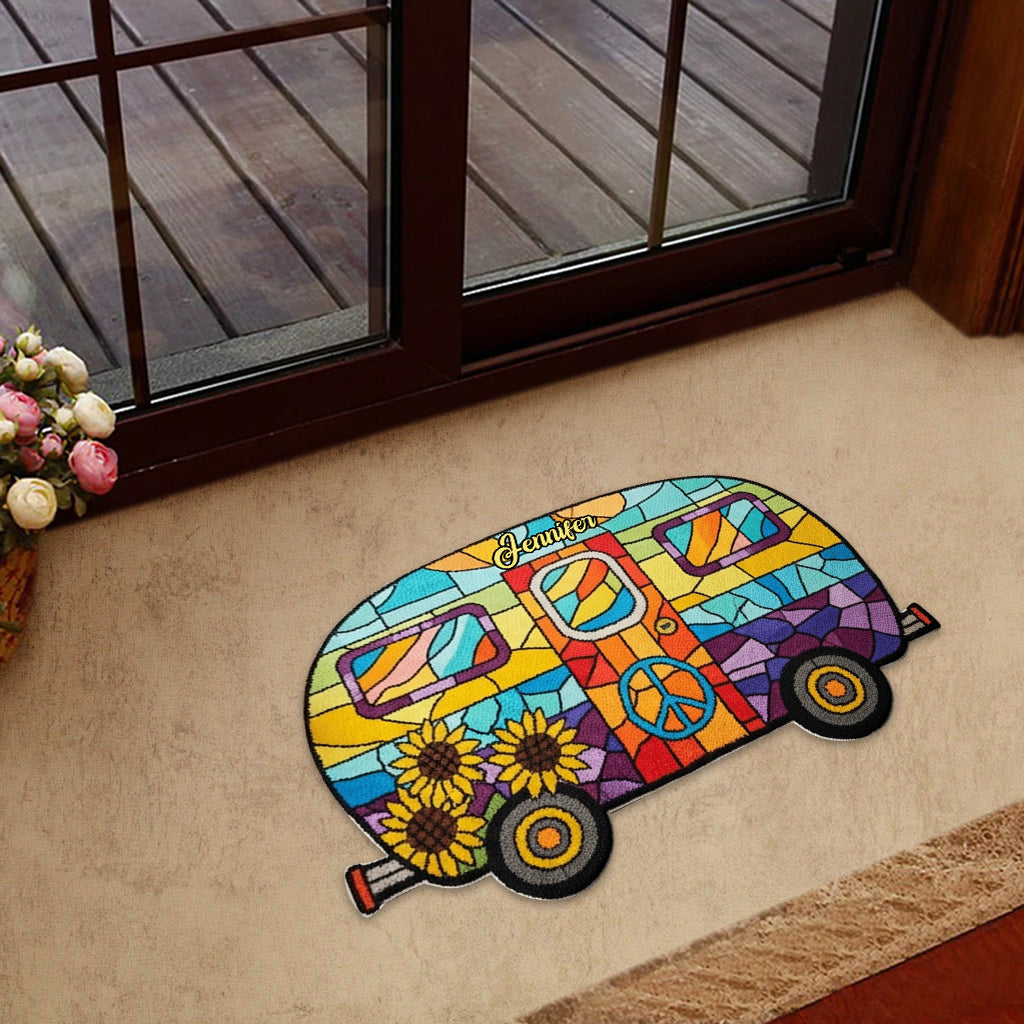 Paillasson/tapis de porte personnalisé Hippie Souls - Forme hippie