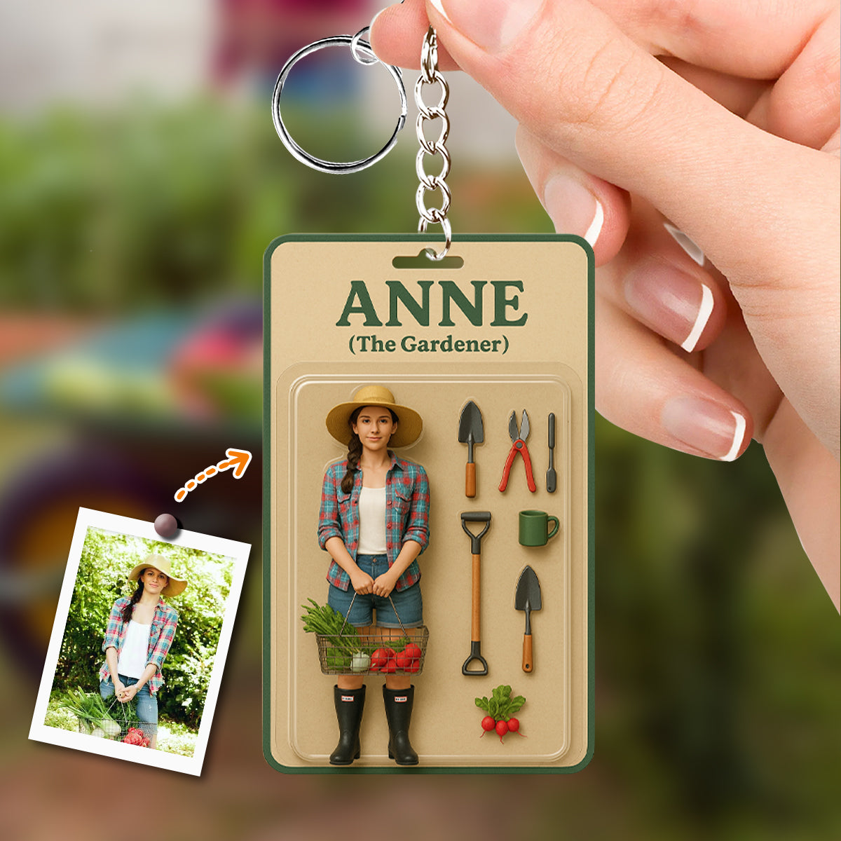 Custom Figure From Photo - Personalized Gardening Keychain