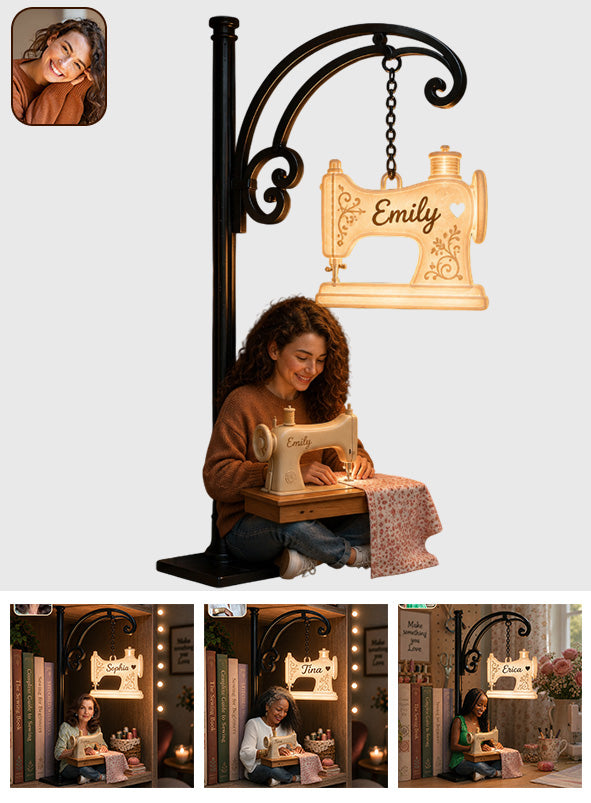 Love Sewing - Personalized Sewing Bookshelf Lamp