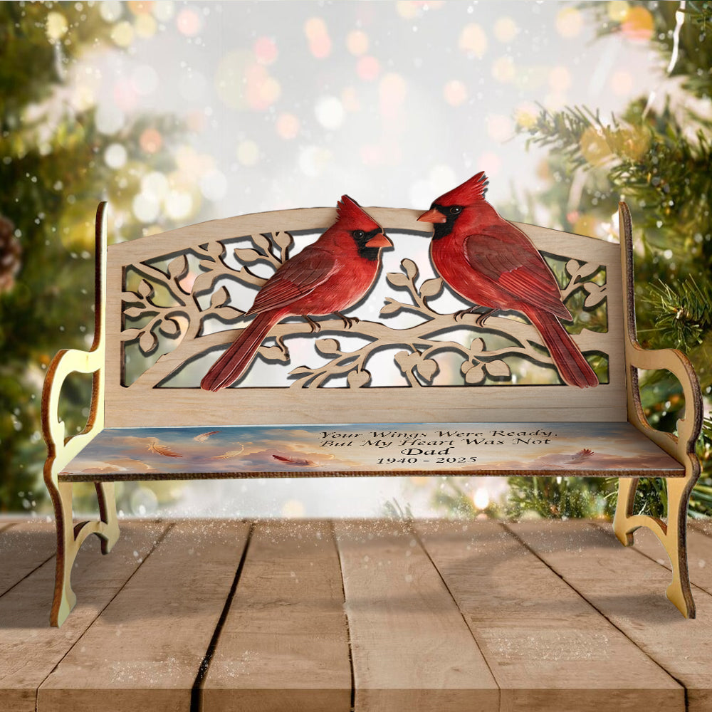 Personalized Memorial Keepsake Bench & Mini Plush - Personalized Memorial Wooden Bench & Plush Keychain Set