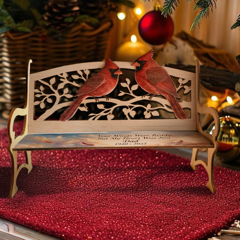 Personalized Memorial Keepsake Bench & Mini Plush - Personalized Memorial Wooden Bench & Plush Keychain Set