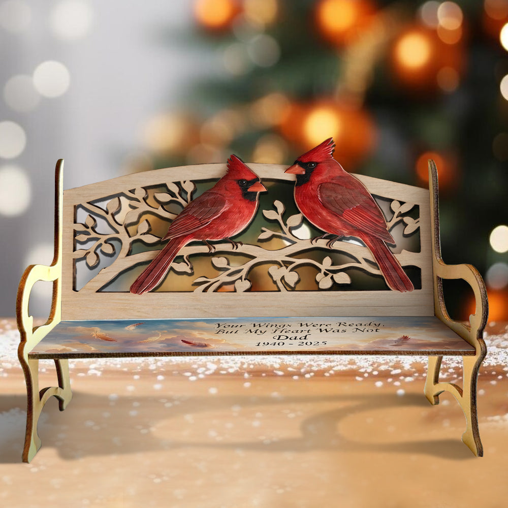 Personalized Memorial Keepsake Bench & Mini Plush - Personalized Memorial Wooden Bench & Plush Keychain Set