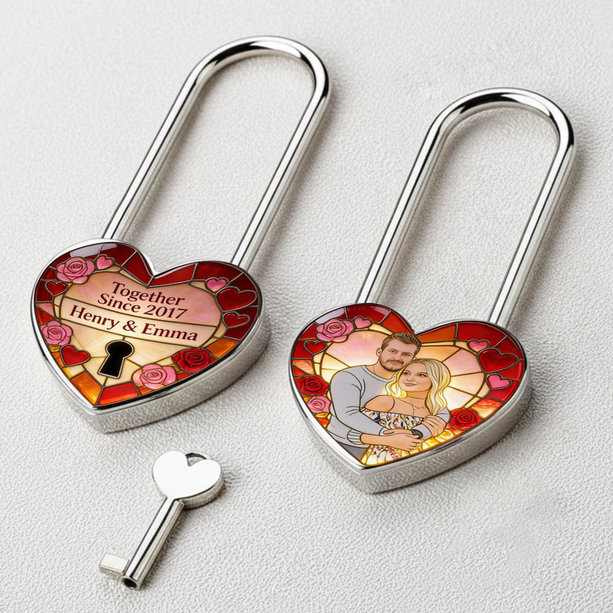Custom Any Photo Perfect Gift For Couple - Personalized Couple Heart Padlock