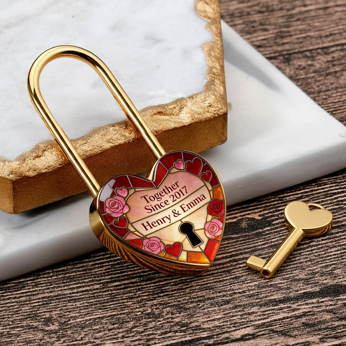 Custom Any Photo Perfect Gift For Couple - Personalized Couple Heart Padlock