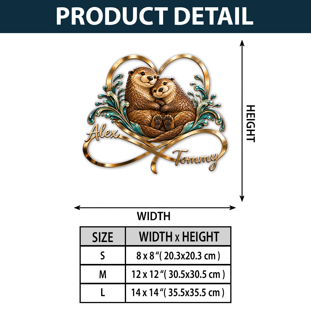 Cute Otter Couple Bedroom Decor - Personalized Otter 3D Printed Cut Metal Sign