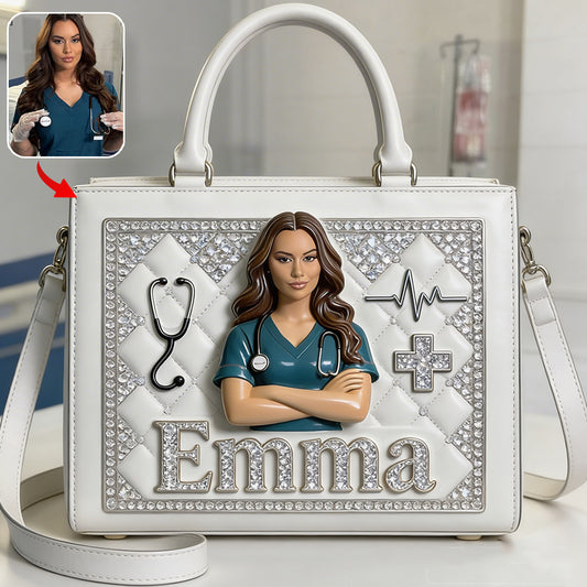Radiant Nurse Luxe Handbag - Personalized Nurse Leather Handbag
