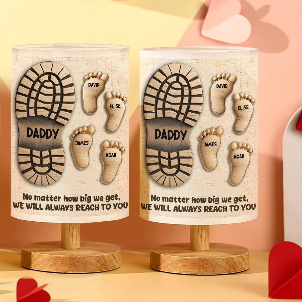 Your Footsteps Led Our Way - Personalized Father Table Lamp with Wood Base