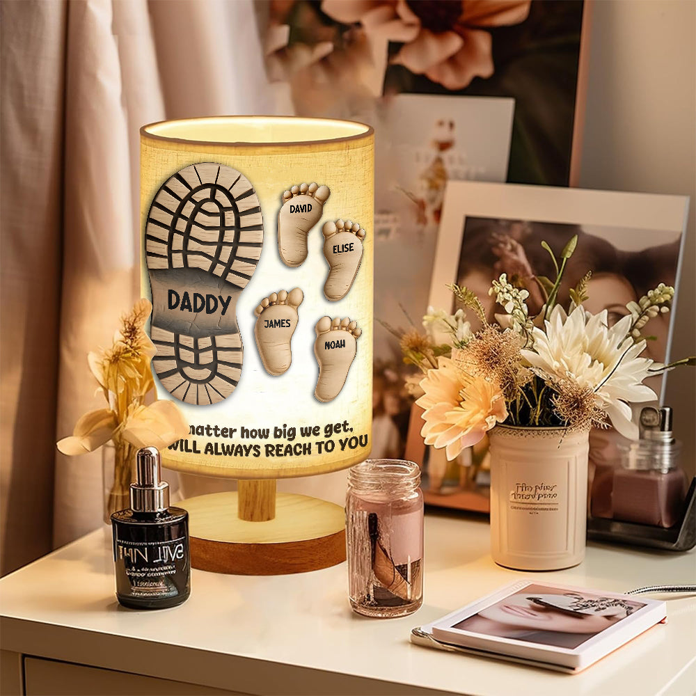 Your Footsteps Led Our Way - Personalized Father Table Lamp with Wood Base