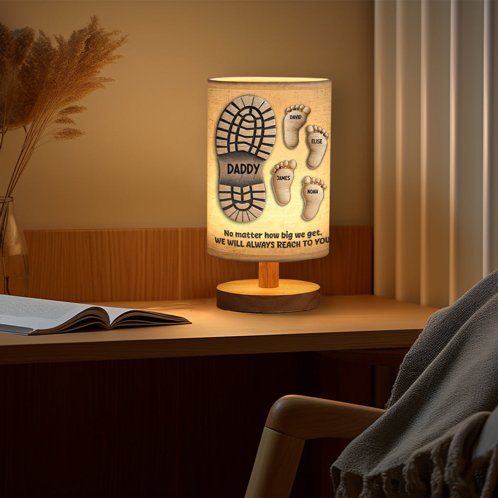 Your Footsteps Led Our Way - Personalized Father Table Lamp with Wood Base