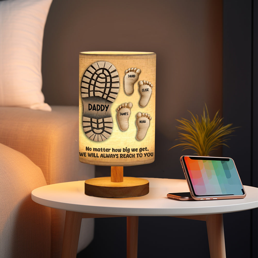 Your Footsteps Led Our Way - Personalized Father Table Lamp with Wood Base