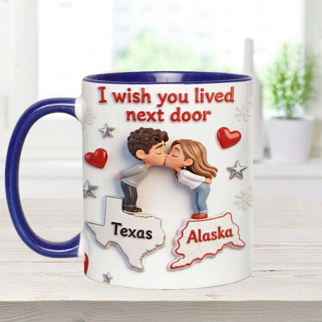 Mug personnalisé pour couple « J'aimerais que tu sois mon voisin ».