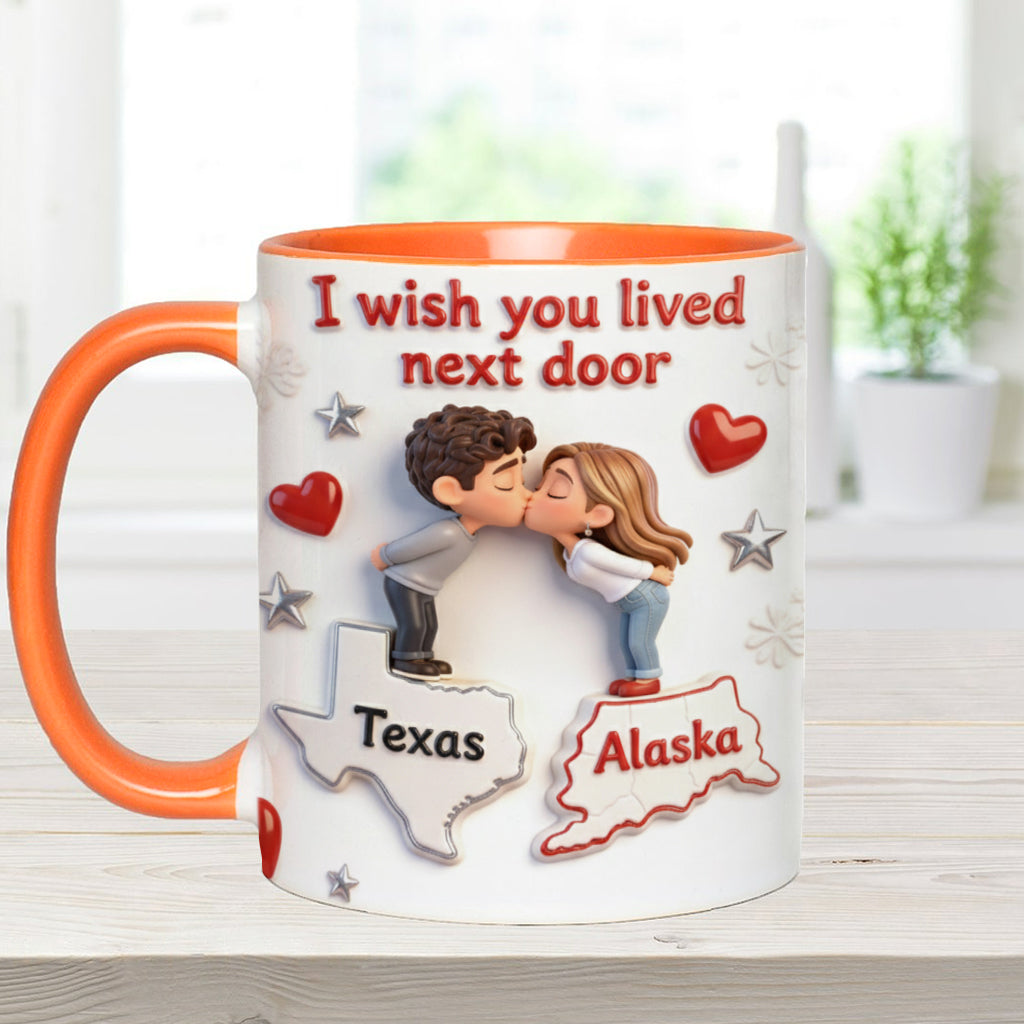 Mug personnalisé pour couple « J'aimerais que tu sois mon voisin ».