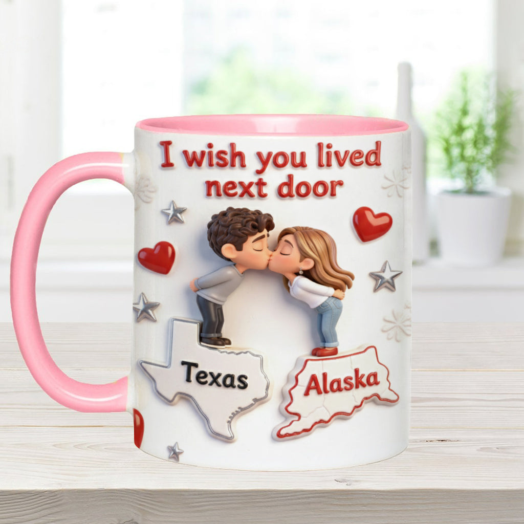 Mug personnalisé pour couple « J'aimerais que tu sois mon voisin ».