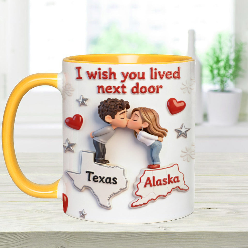 Mug personnalisé pour couple « J'aimerais que tu sois mon voisin ».