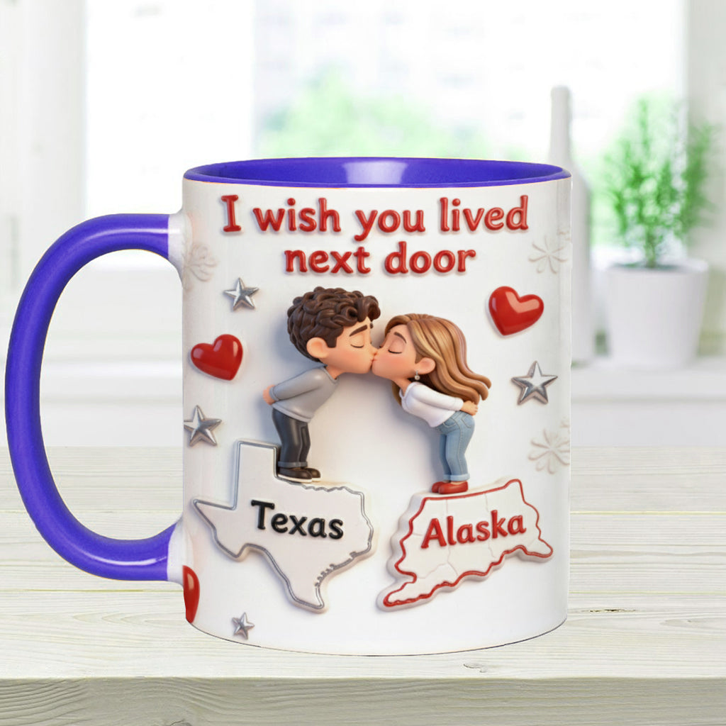 Mug personnalisé pour couple « J'aimerais que tu sois mon voisin ».