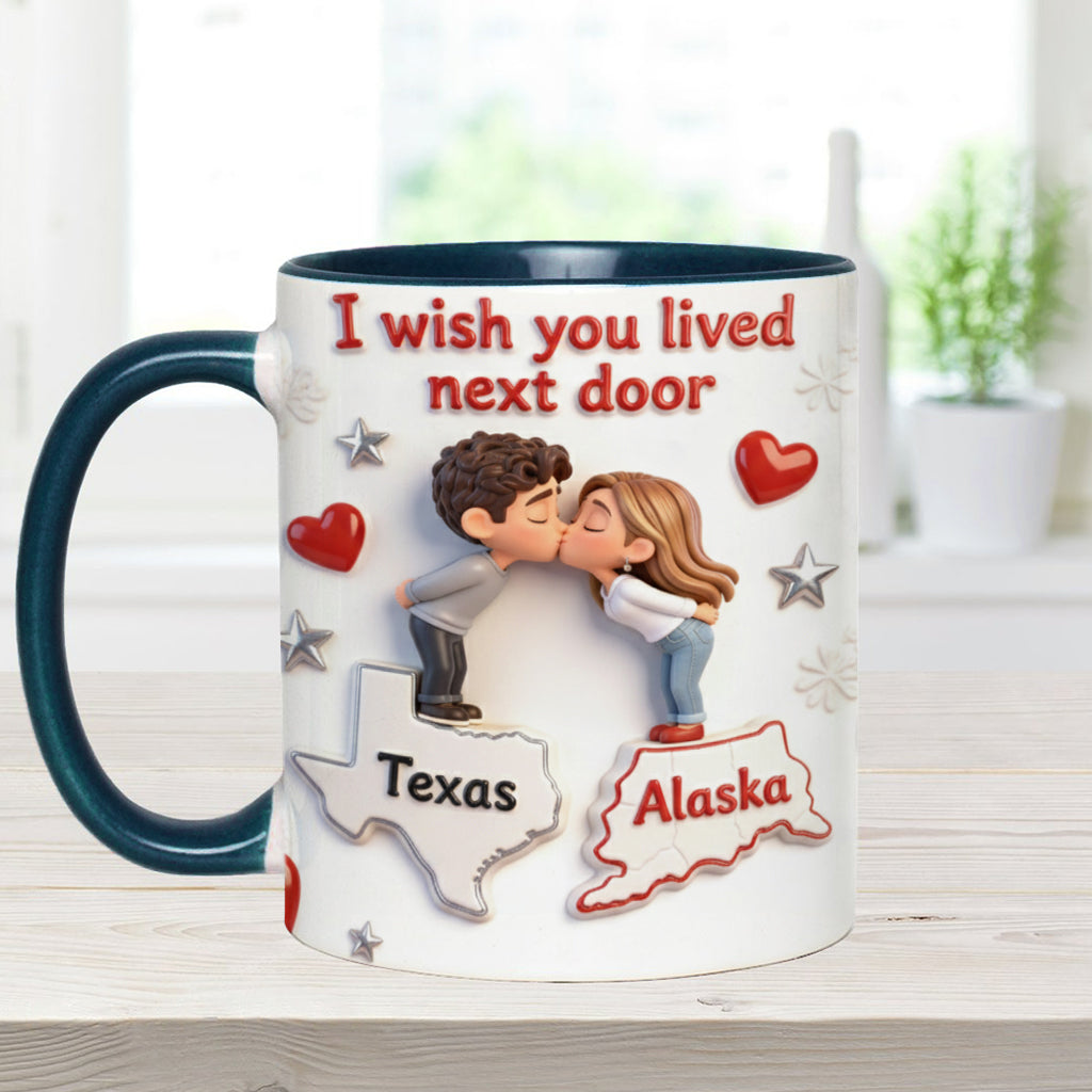 Mug personnalisé pour couple « J'aimerais que tu sois mon voisin ».
