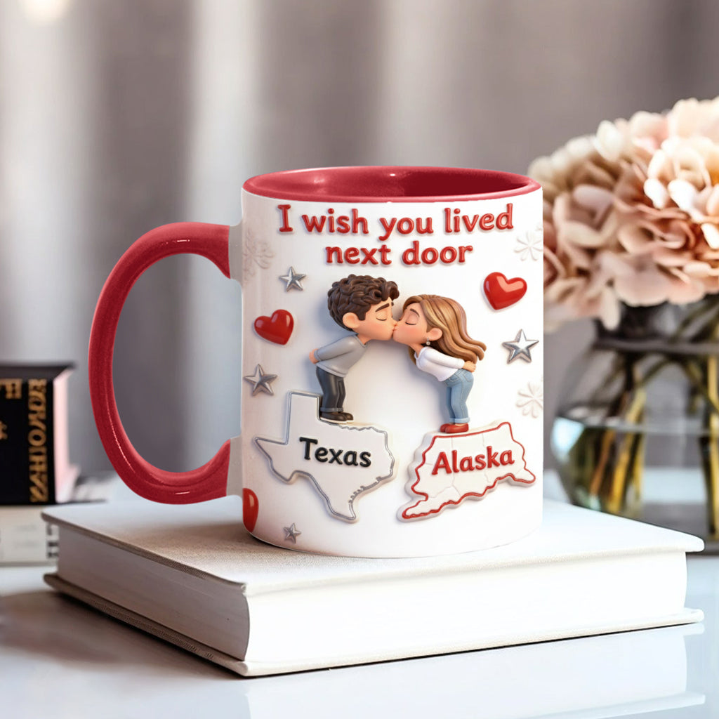 Mug personnalisé pour couple « J'aimerais que tu sois mon voisin ».