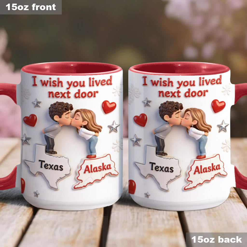 Mug personnalisé pour couple « J'aimerais que tu sois mon voisin ».