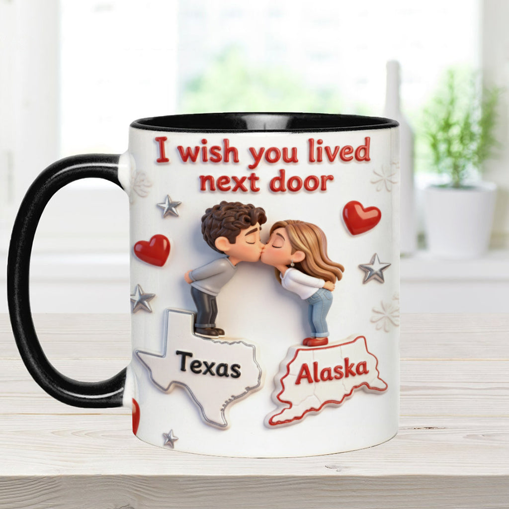 Mug personnalisé pour couple « J'aimerais que tu sois mon voisin ».