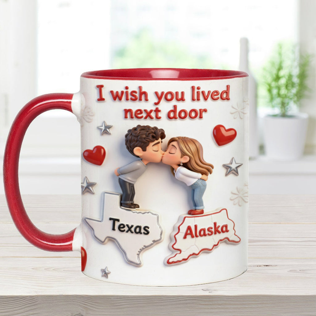 Mug personnalisé pour couple « J'aimerais que tu sois mon voisin ».