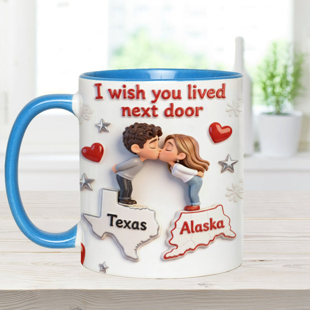 Mug personnalisé pour couple « J'aimerais que tu sois mon voisin ».