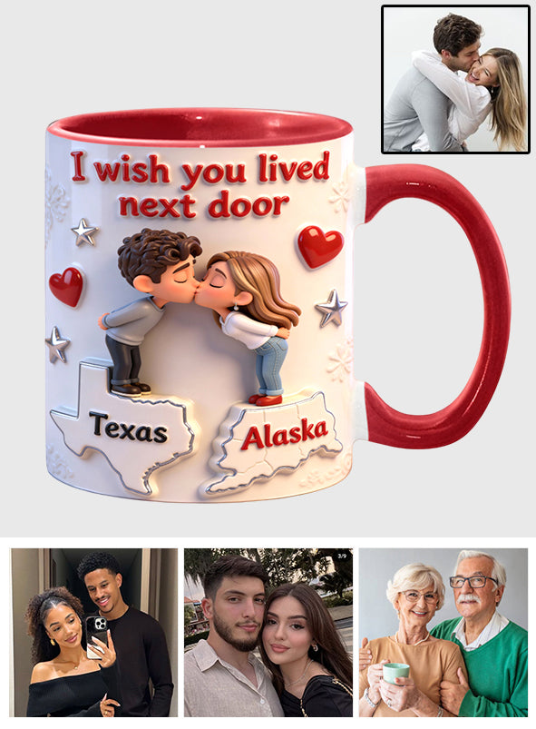 Mug personnalisé pour couple « J'aimerais que tu sois mon voisin ».