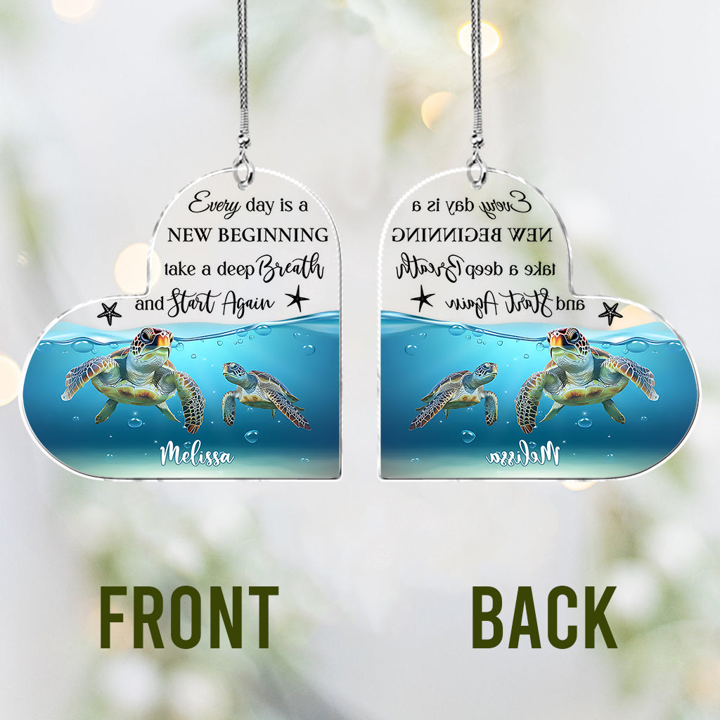 Start Again Positive Turtle - Personalized Turtle Transparent Car Ornament