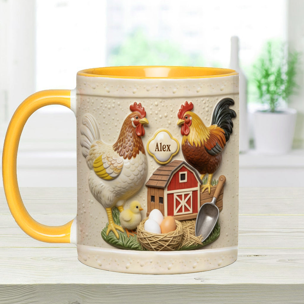 Mug et sous-verre personnalisés « Love Chicken »