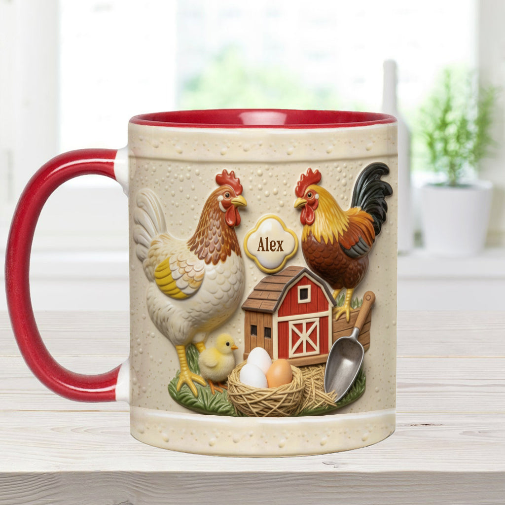 Mug et sous-verre personnalisés « Love Chicken »