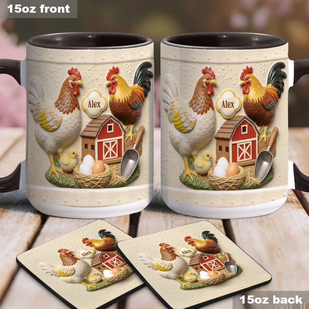 Mug et sous-verre personnalisés « Love Chicken »