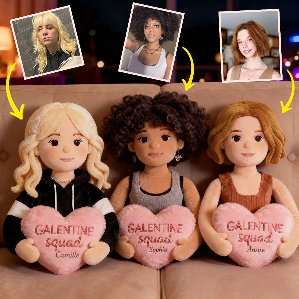 Fête entre copines - Coussin personnalisé en fausse fourrure en forme de meilleure amie
