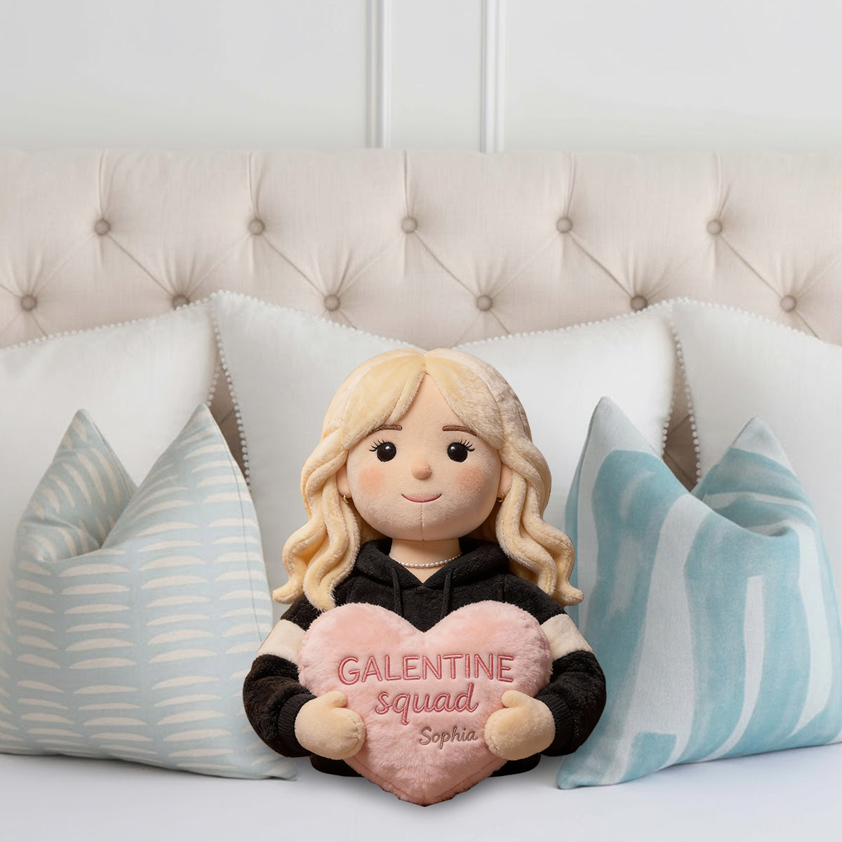 Fête entre copines - Coussin personnalisé en fausse fourrure en forme de meilleure amie