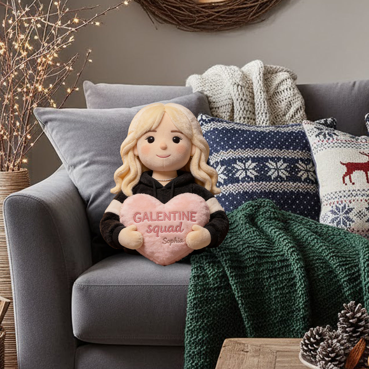 Fête entre copines - Coussin personnalisé en fausse fourrure en forme de meilleure amie