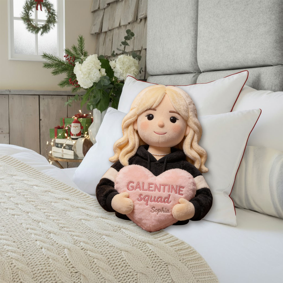 Fête entre copines - Coussin personnalisé en fausse fourrure en forme de meilleure amie