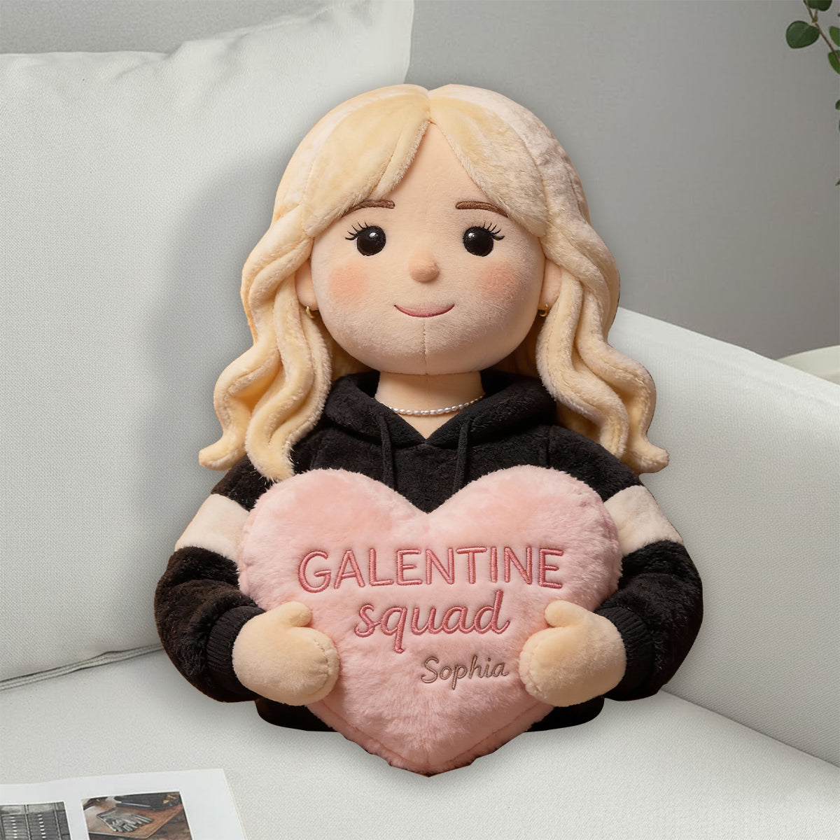 Fête entre copines - Coussin personnalisé en fausse fourrure en forme de meilleure amie