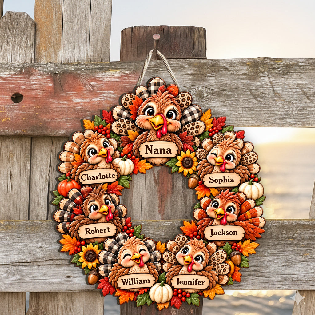 Thanksgiving - Personalized Grandma Custom Shaped Wood Sign