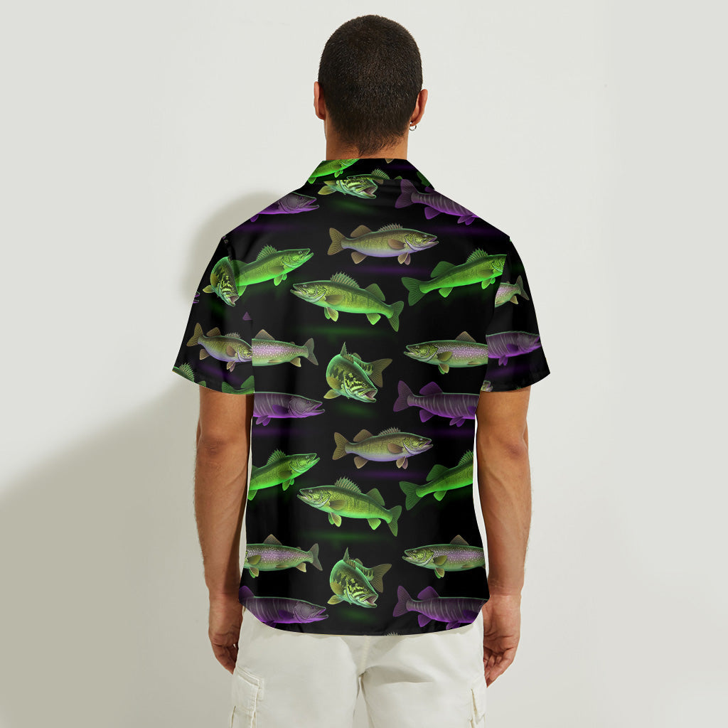 Neon Fishing Pattern - Personalized Fishing Hawaiian Shirt