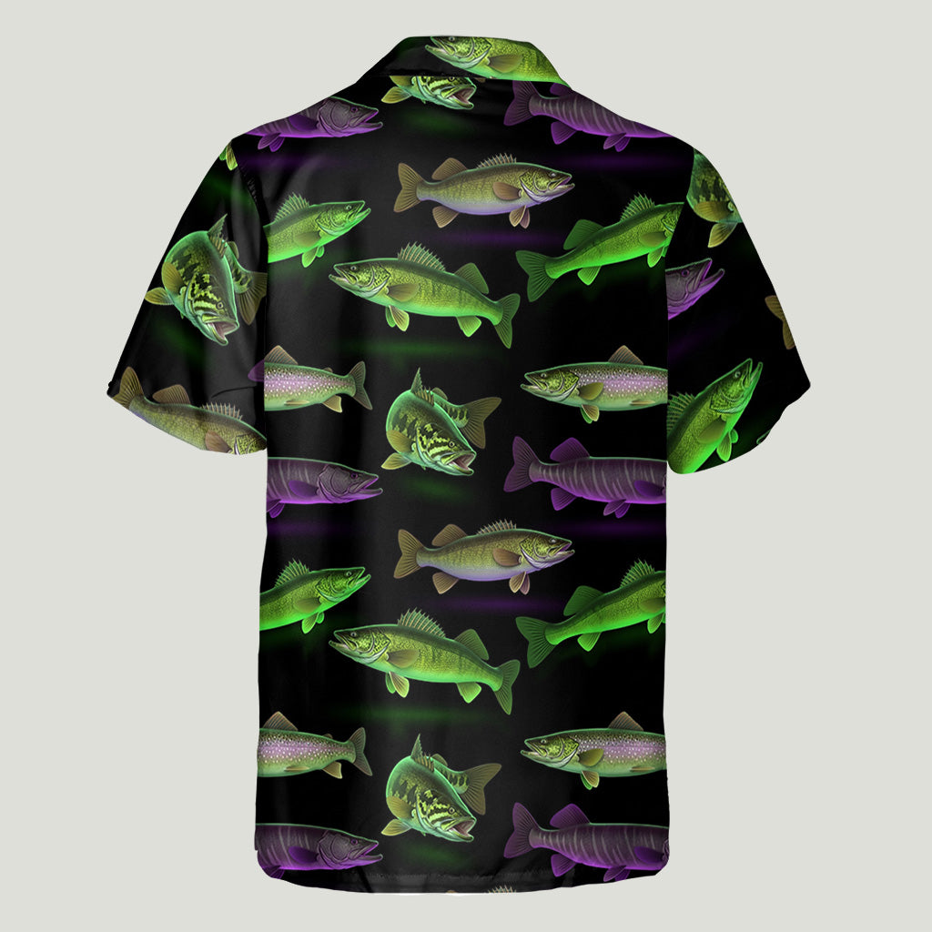 Neon Fishing Pattern - Personalized Fishing Hawaiian Shirt