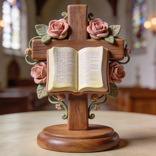 Cross with Bible - Personalized Christian Custom Shaped Acrylic Plaque