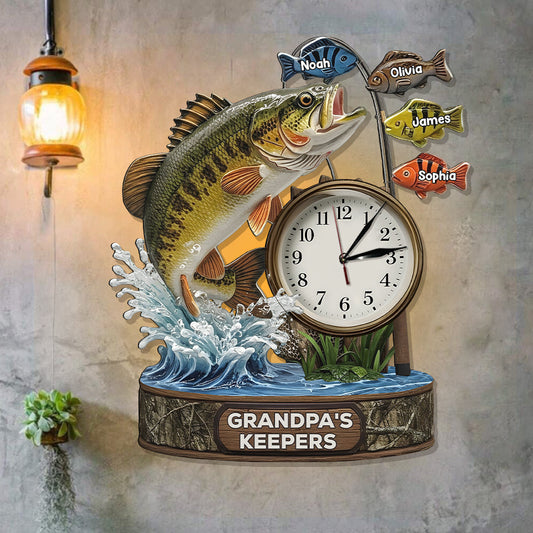Dad's Best Catch - Personalized Fishing LED Light Wall Clock