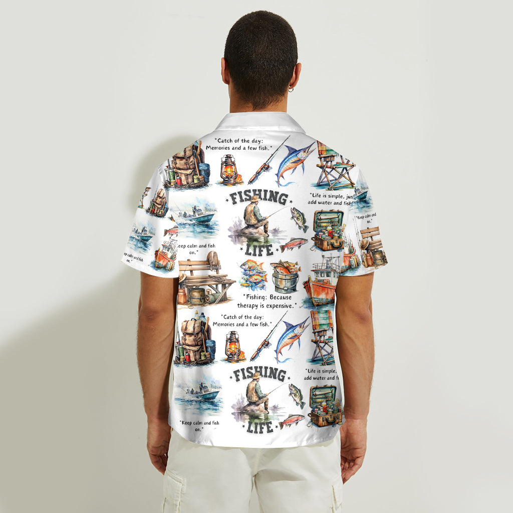 J'adore la pêche - Chemise hawaïenne de pêche personnalisée