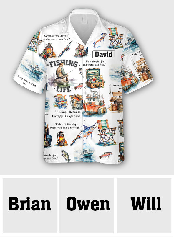 J'adore la pêche - Chemise hawaïenne de pêche personnalisée