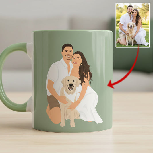 Unique Gift Drawing From Photo - Minimalist Style - Personalized Dog Accent Mug