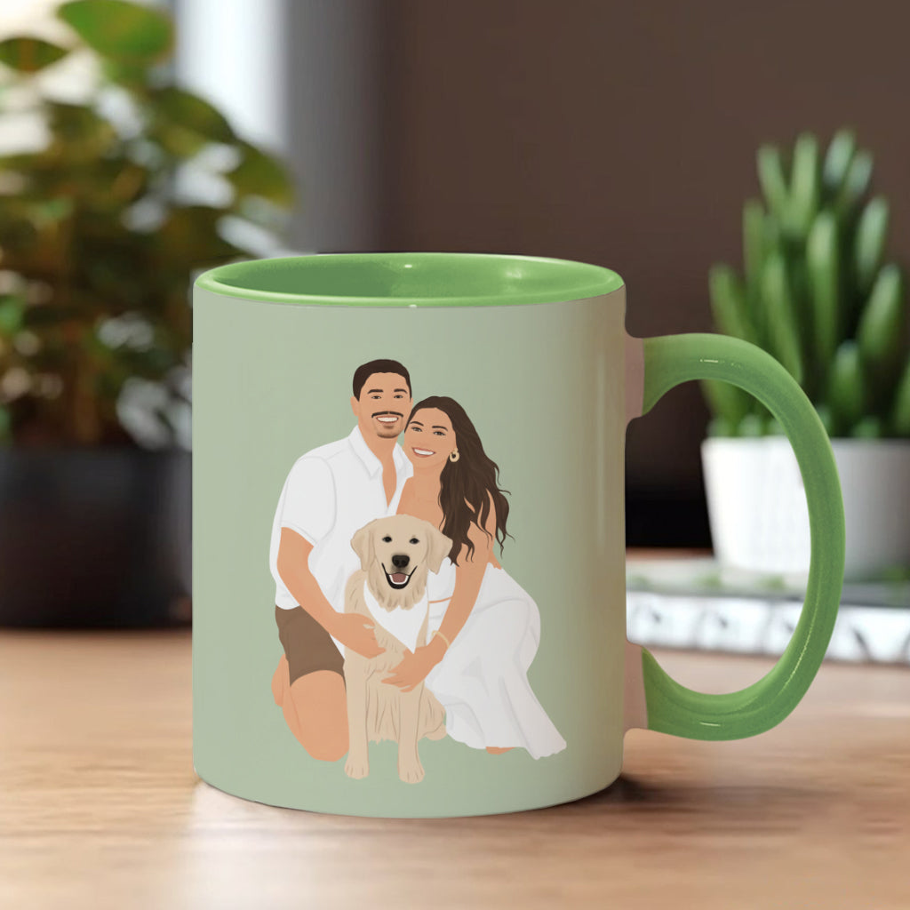 Mug personnalisé avec motif chien, dessin original à partir d'une photo - Style minimaliste