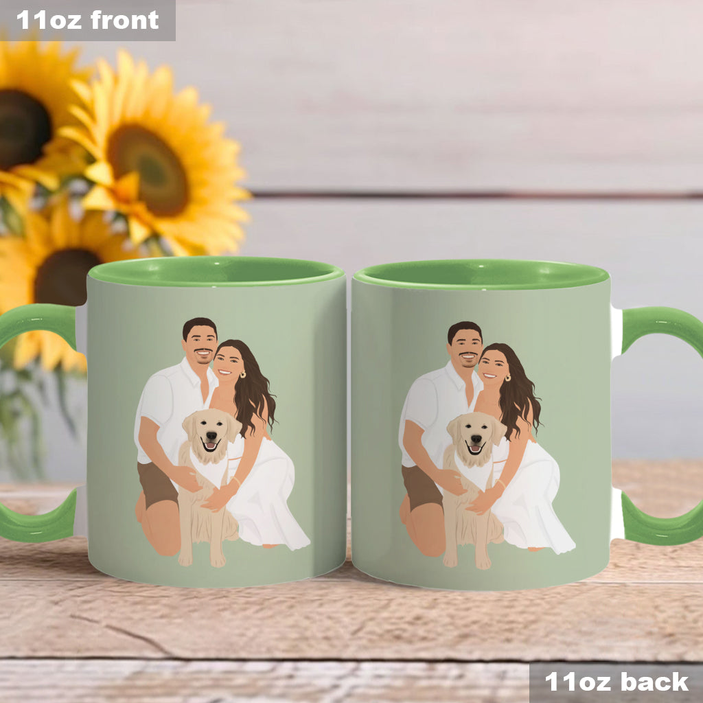 Mug personnalisé avec motif chien, dessin original à partir d'une photo - Style minimaliste