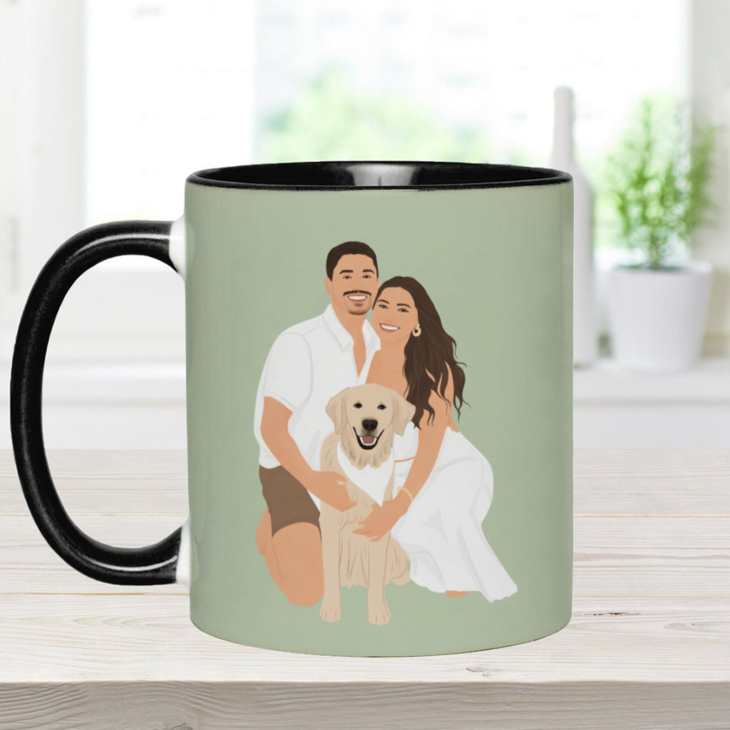 Mug personnalisé avec motif chien, dessin original à partir d'une photo - Style minimaliste
