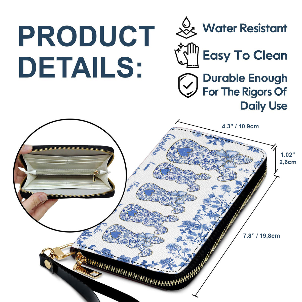 Portefeuille long en cuir personnalisé « Grandma's Peeps »