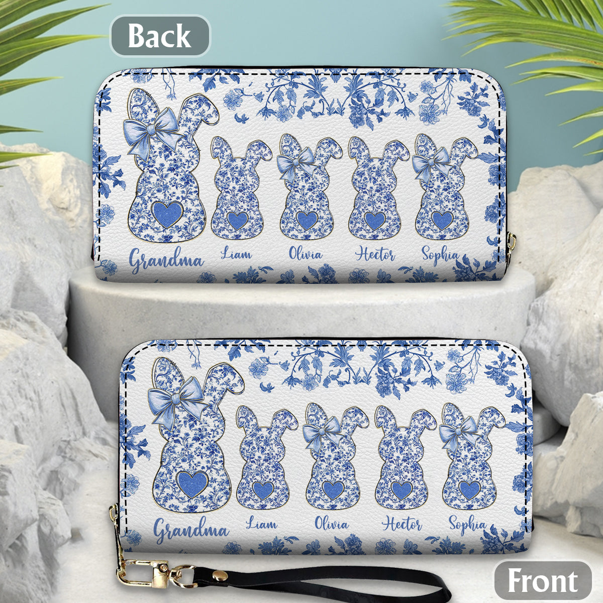 Portefeuille long en cuir personnalisé « Grandma's Peeps »