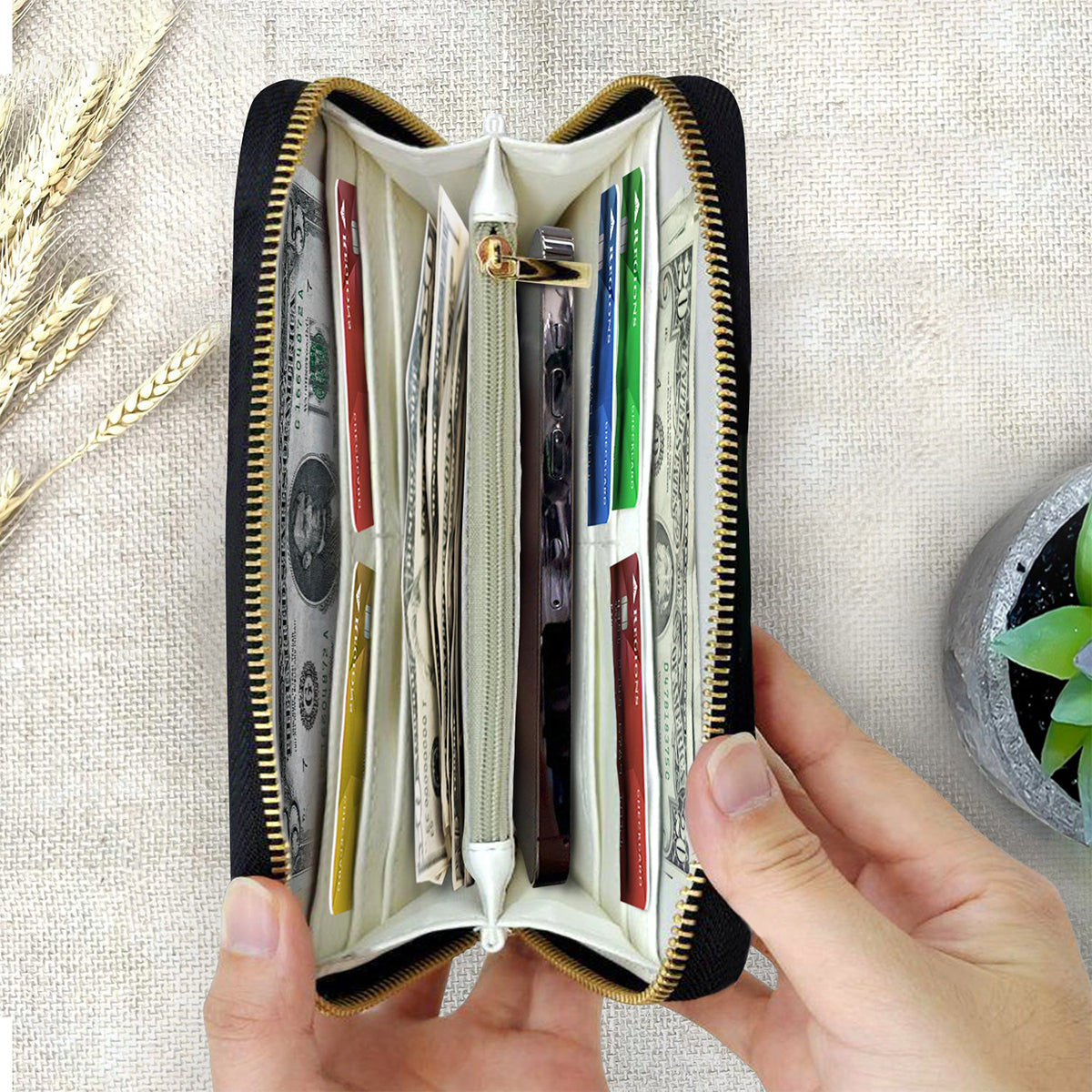 Portefeuille long en cuir personnalisé « Grandma's Peeps »